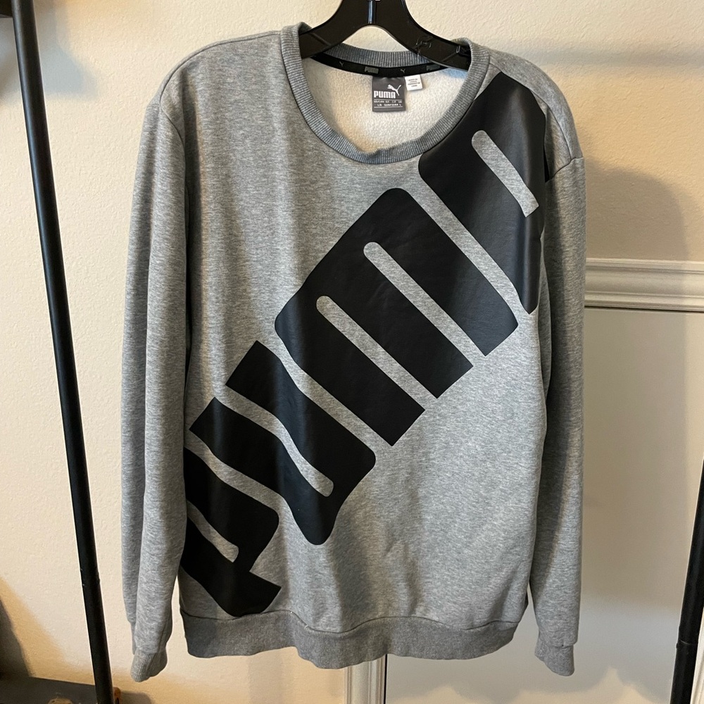 Puma Gray Crewneck Sweater with Bold Logo